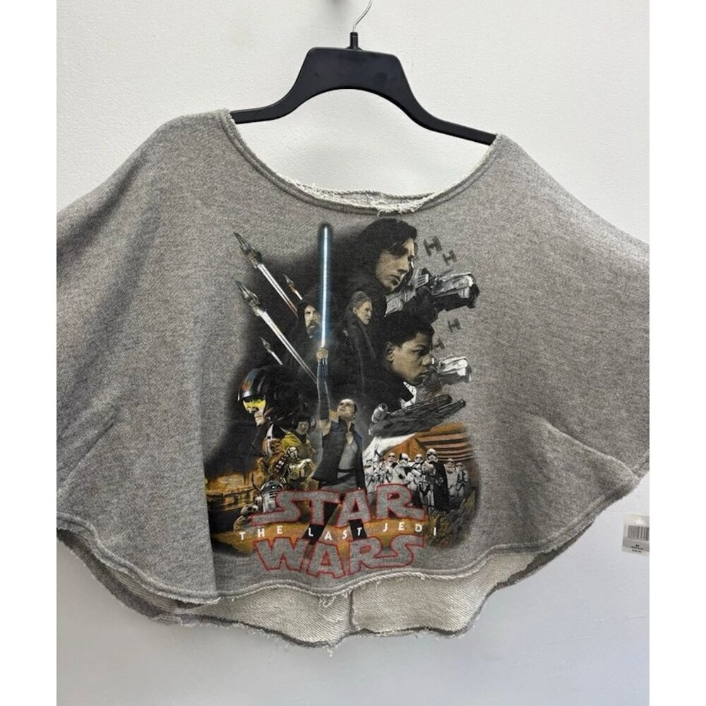 Disney Star Wars Womens The Last Jedi Crop Poncho Shirt Size XL Gray AN NWT